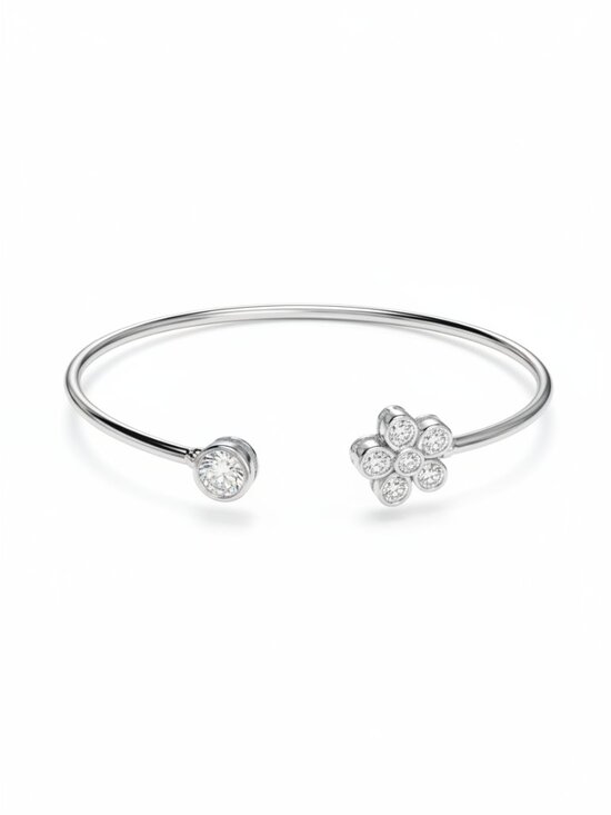 Jewelry - NWT GRA Silver Floral Diamond Bracelet  925 -Gift for Bride, Daughter or Self